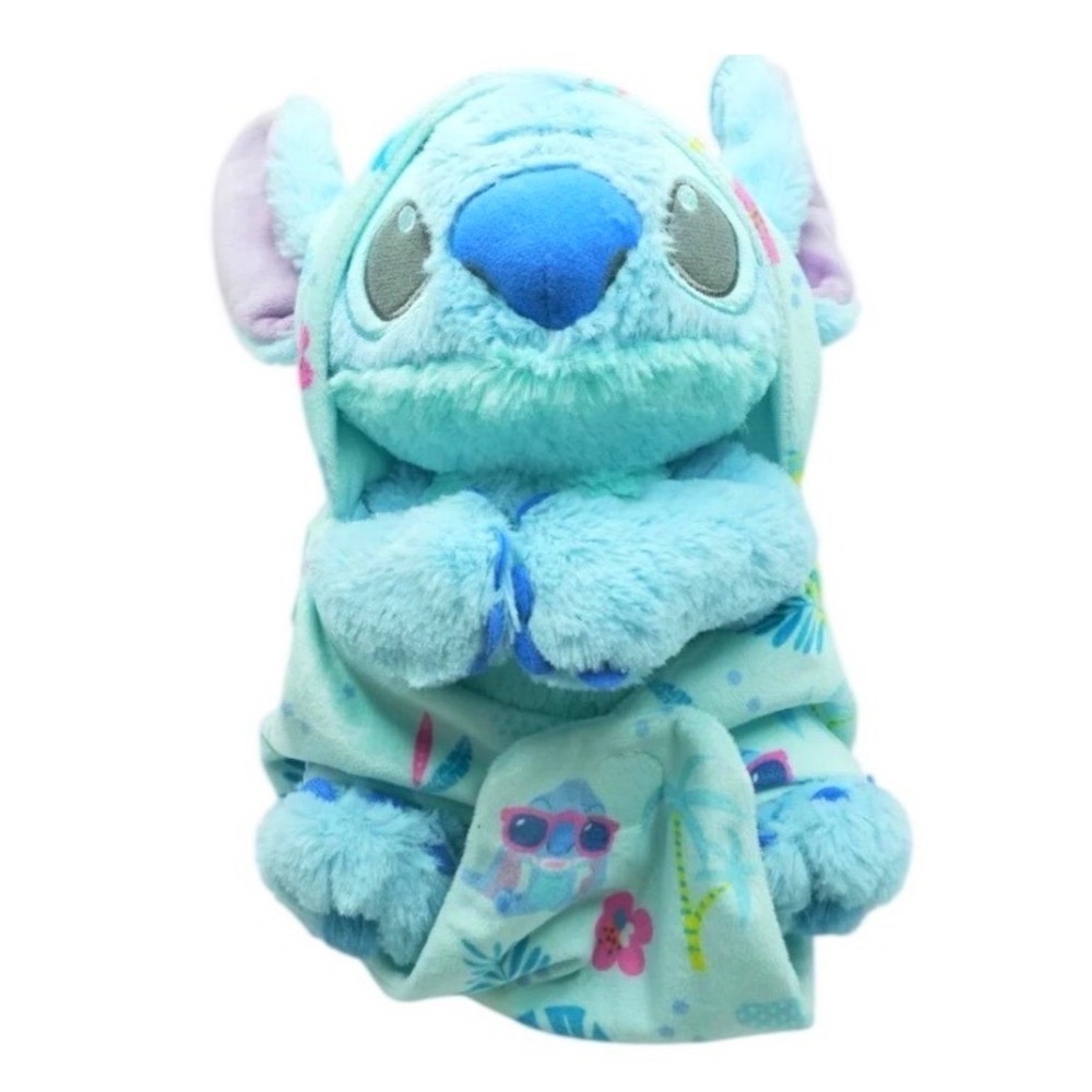 Disney Babies Stitch Plush in Swaddle Kids Blue‎ Excellent Tropical Print Toy